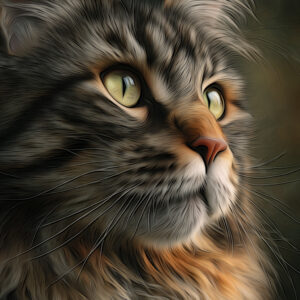 Retrato personalizado de gato con efecto dibujo realista impreso en lienzo de alta calidad