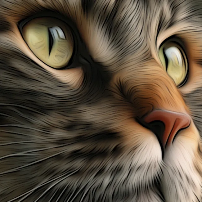 Detalle del estilo dibujo sobre el pelaje y ojos de tu mascota