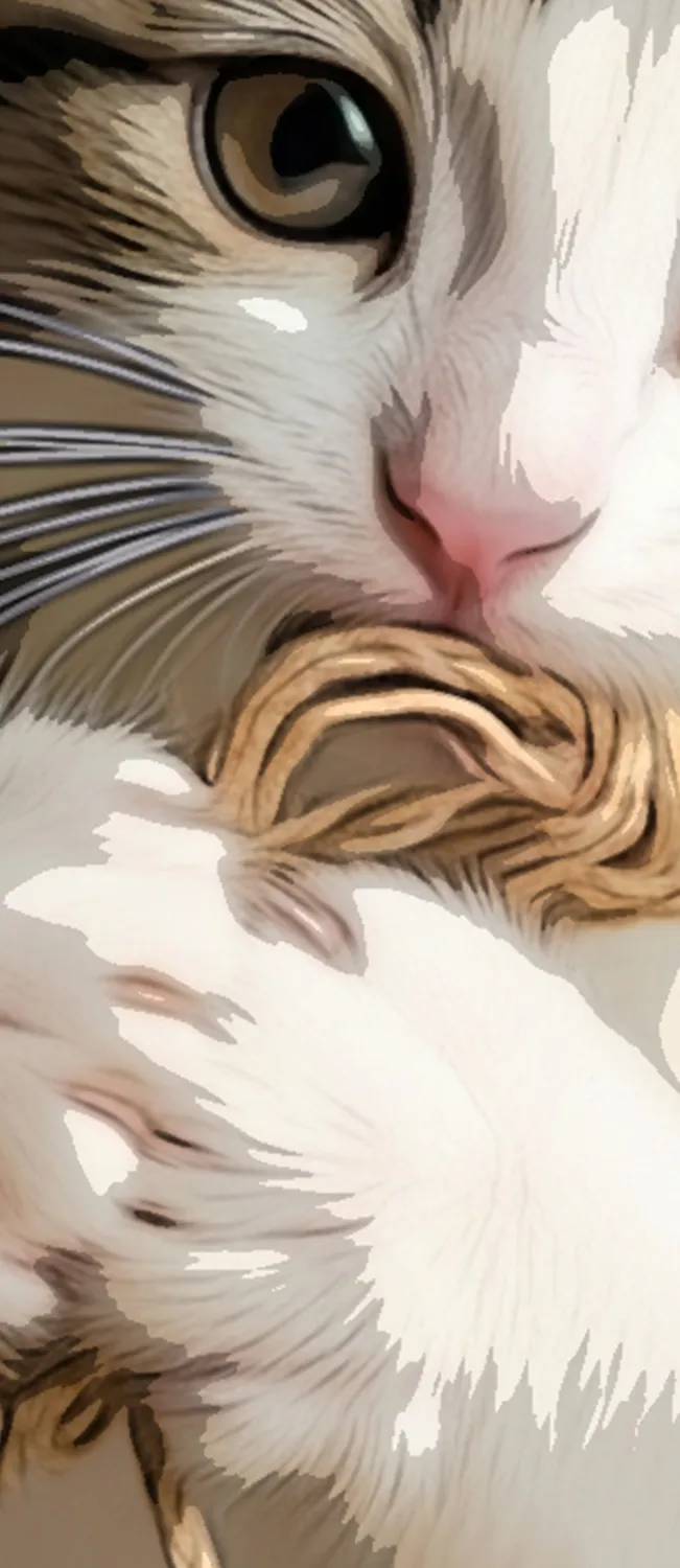 Detalle del estilo dibujo sobre el pelaje y ojos